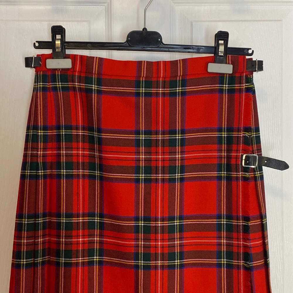Hunt Club Red Royal Stewart‎ Tartan Wool Kilt Midi Skirt 12 - Picture 13 of 16